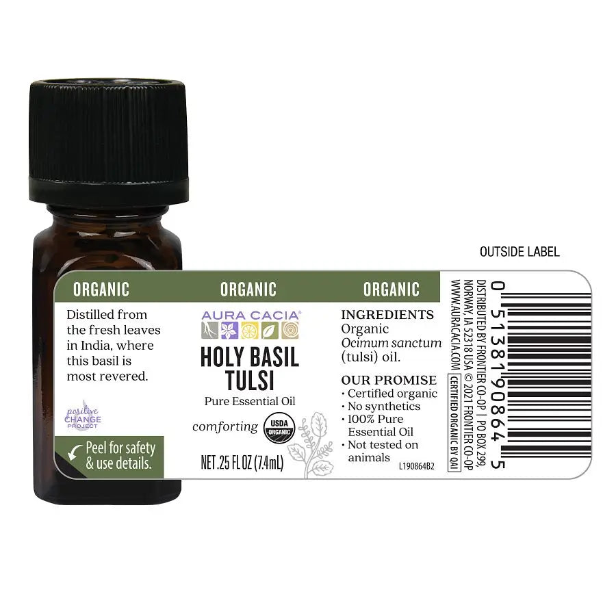 Organic Holy Basil (Tulsi) Essential Oil 0.25 fl. oz.