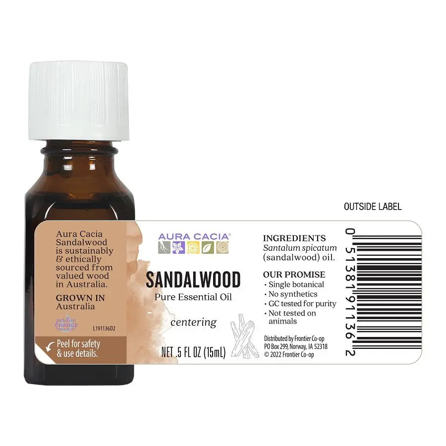 Aura Cacia Sandalwood Essential Oil 0.5 fl. oz.