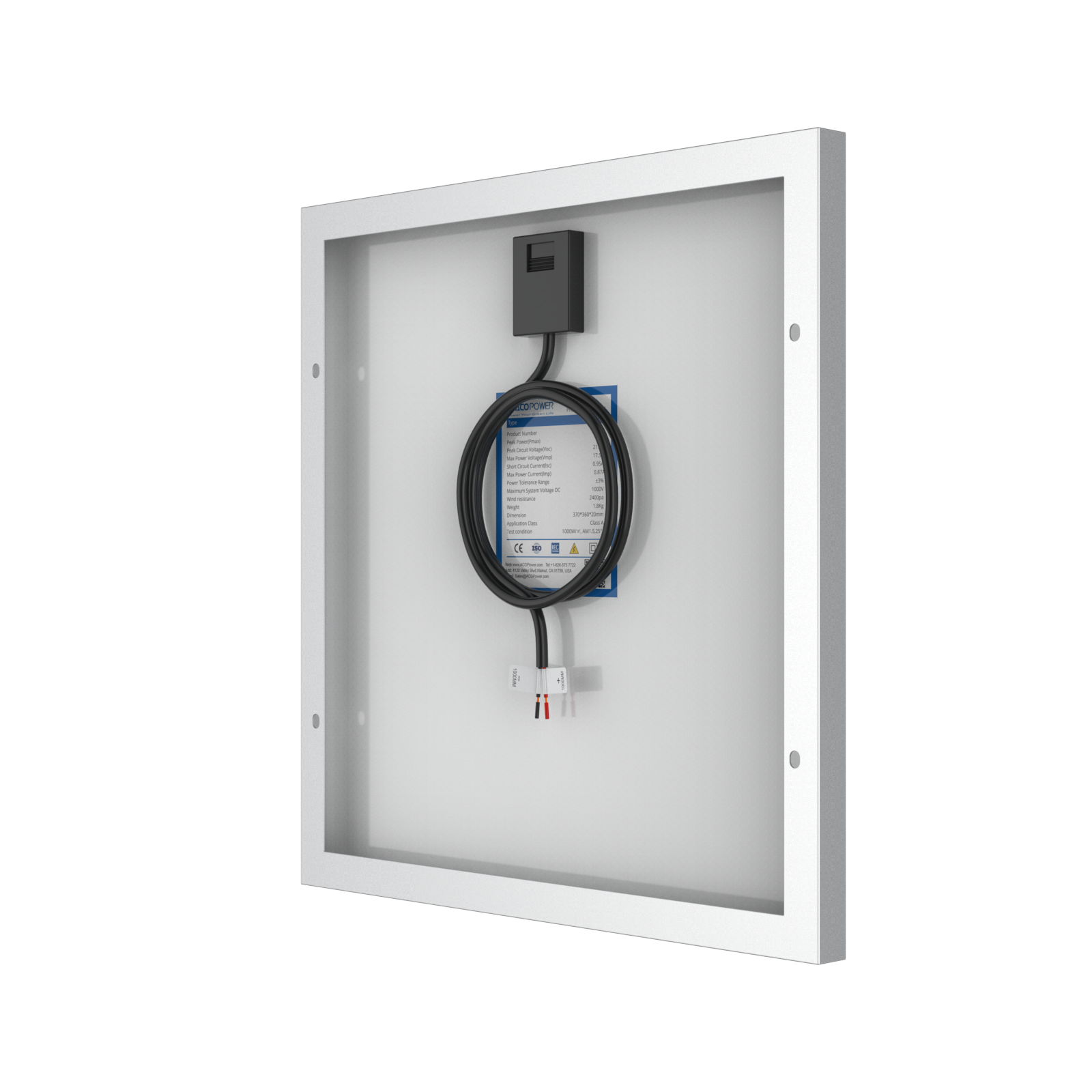 ACOPower 15W Poly Solar Panel for 12 Volt Battery Charging-35