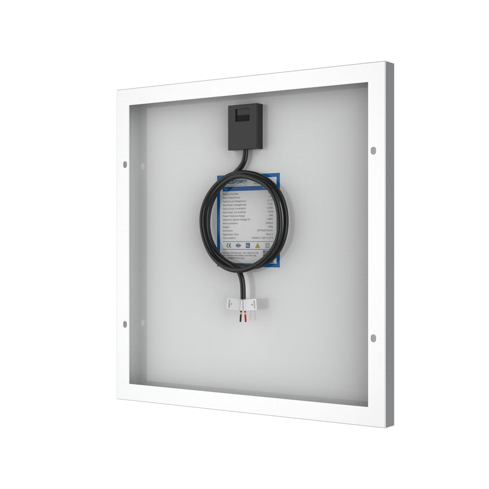 ACOPower 15W Poly Solar Panel for 12 Volt Battery Charging-37