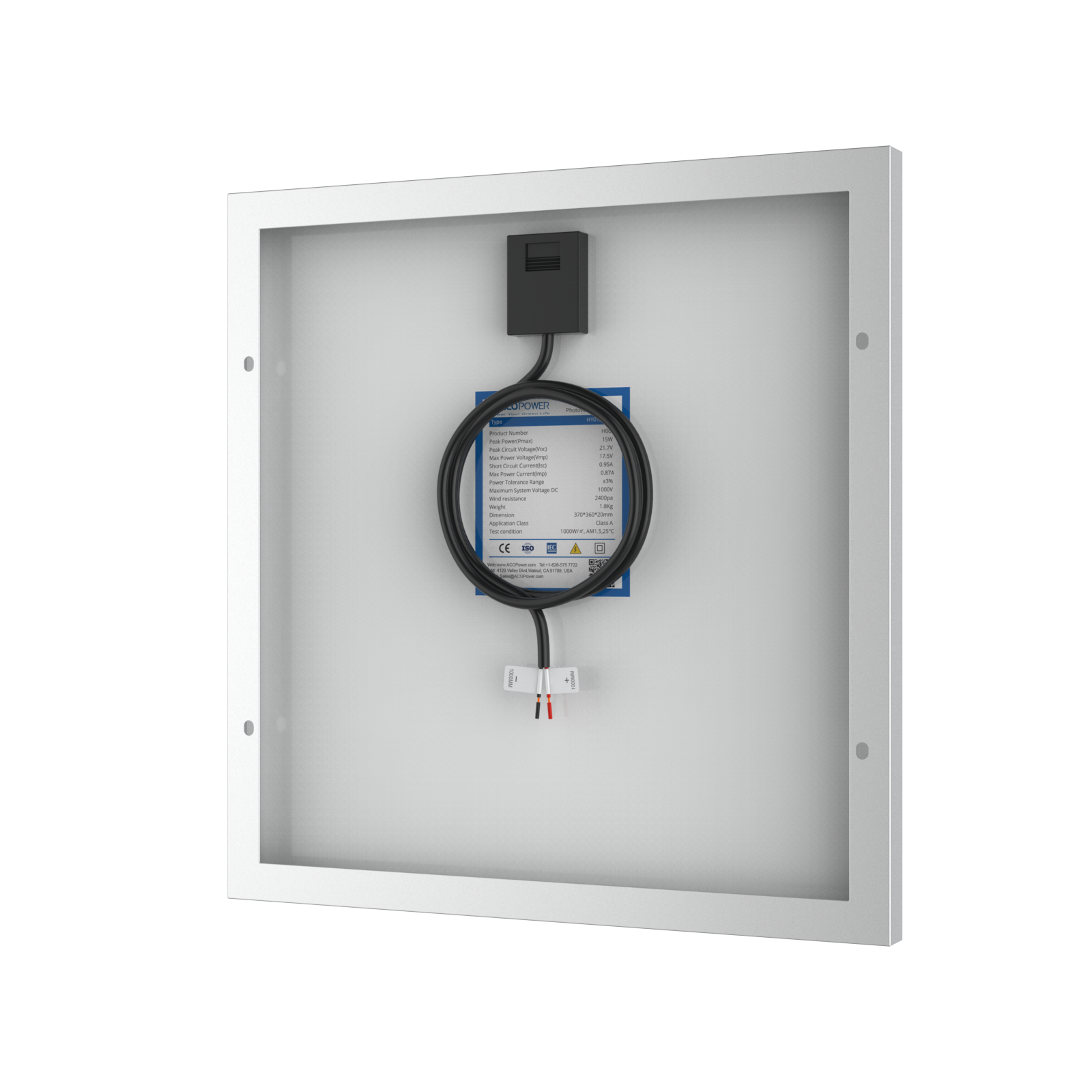 ACOPower 15W Poly Solar Panel for 12 Volt Battery Charging-39