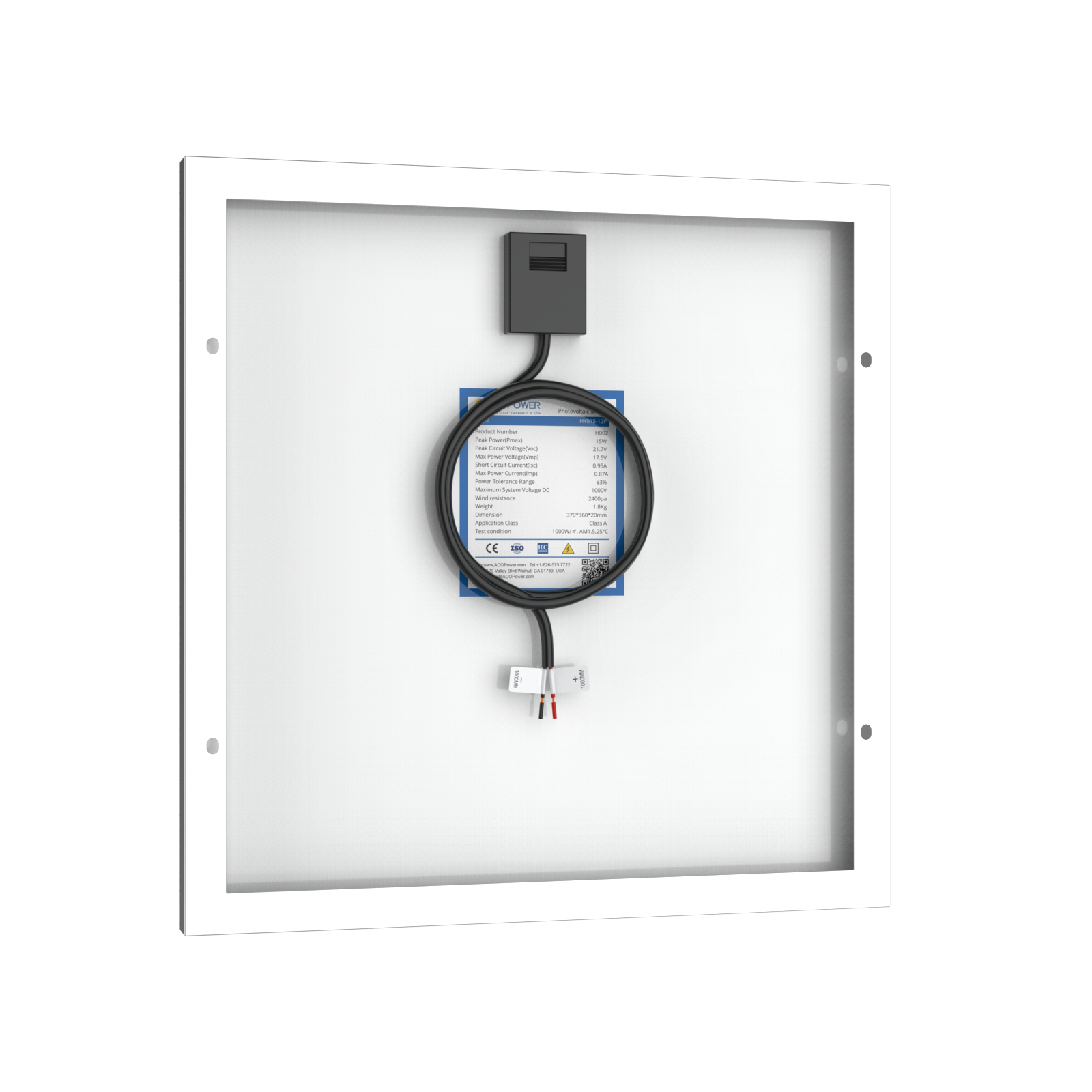 ACOPower 15W Poly Solar Panel for 12 Volt Battery Charging-47