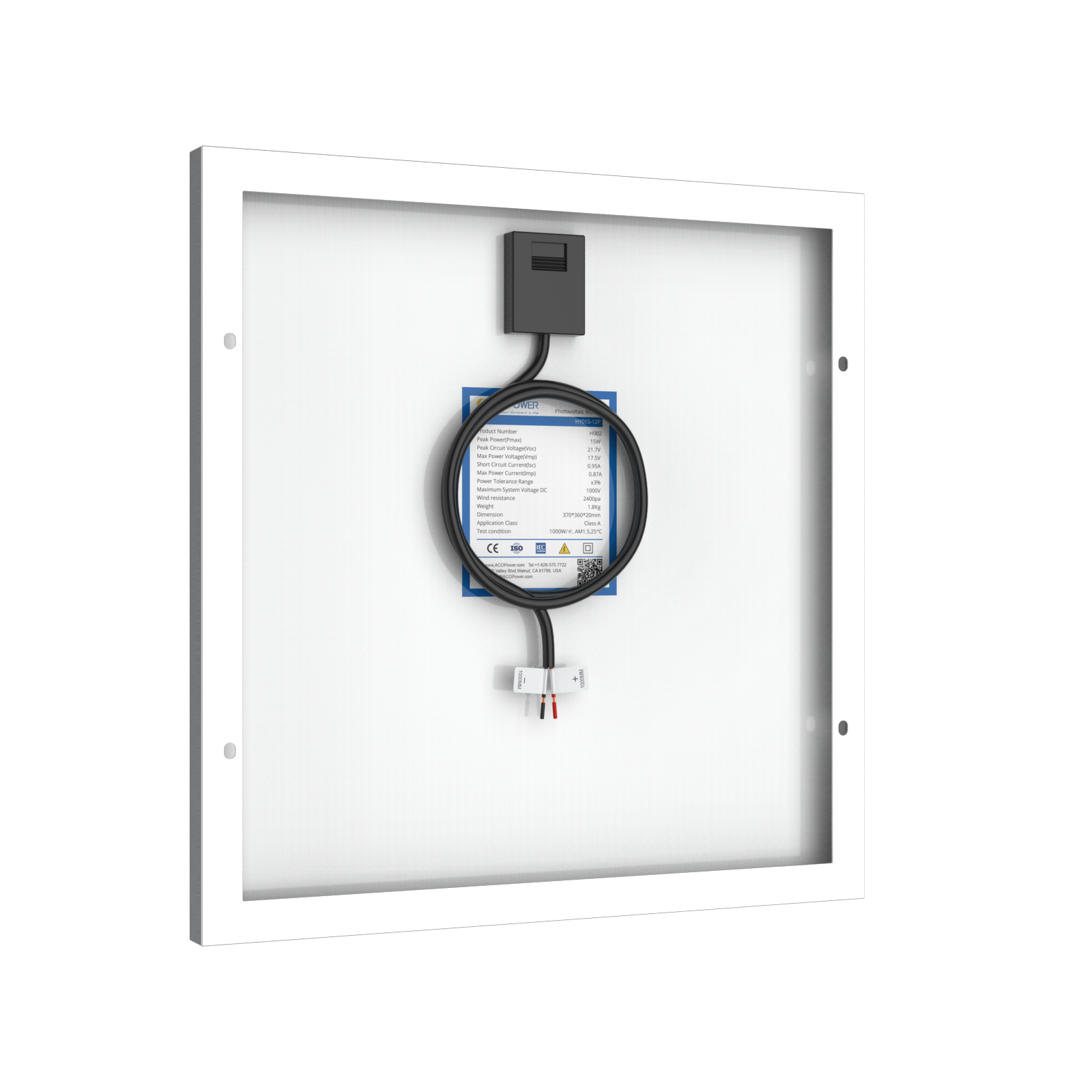 ACOPower 15W Poly Solar Panel for 12 Volt Battery Charging-49