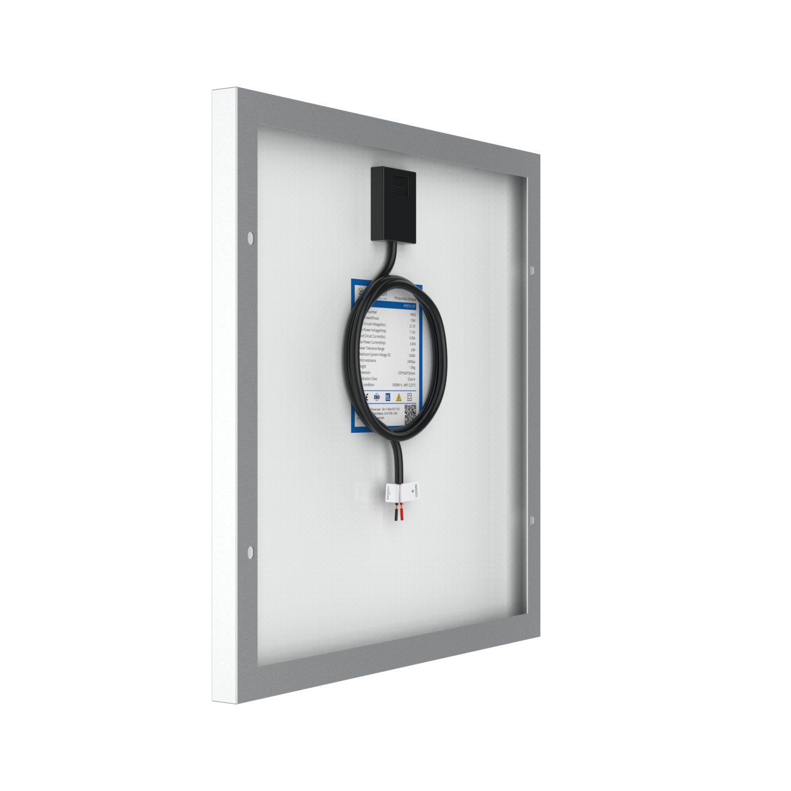 ACOPower 15W Poly Solar Panel for 12 Volt Battery Charging-55