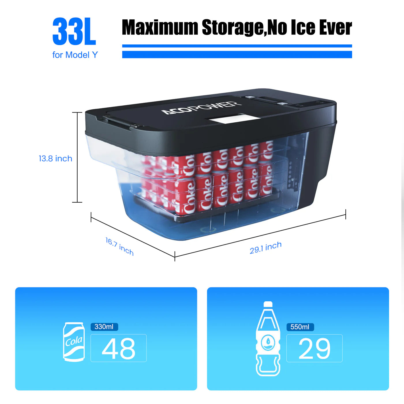 ACOPOWER TesFridge Portable Freezer--Specially Designed for Tesla Model 3, Y, and X