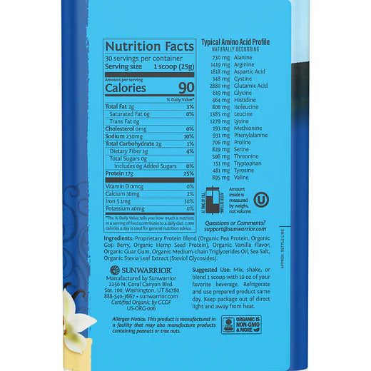 Sunwarrior Warrior Blend Organic Vanilla 750g