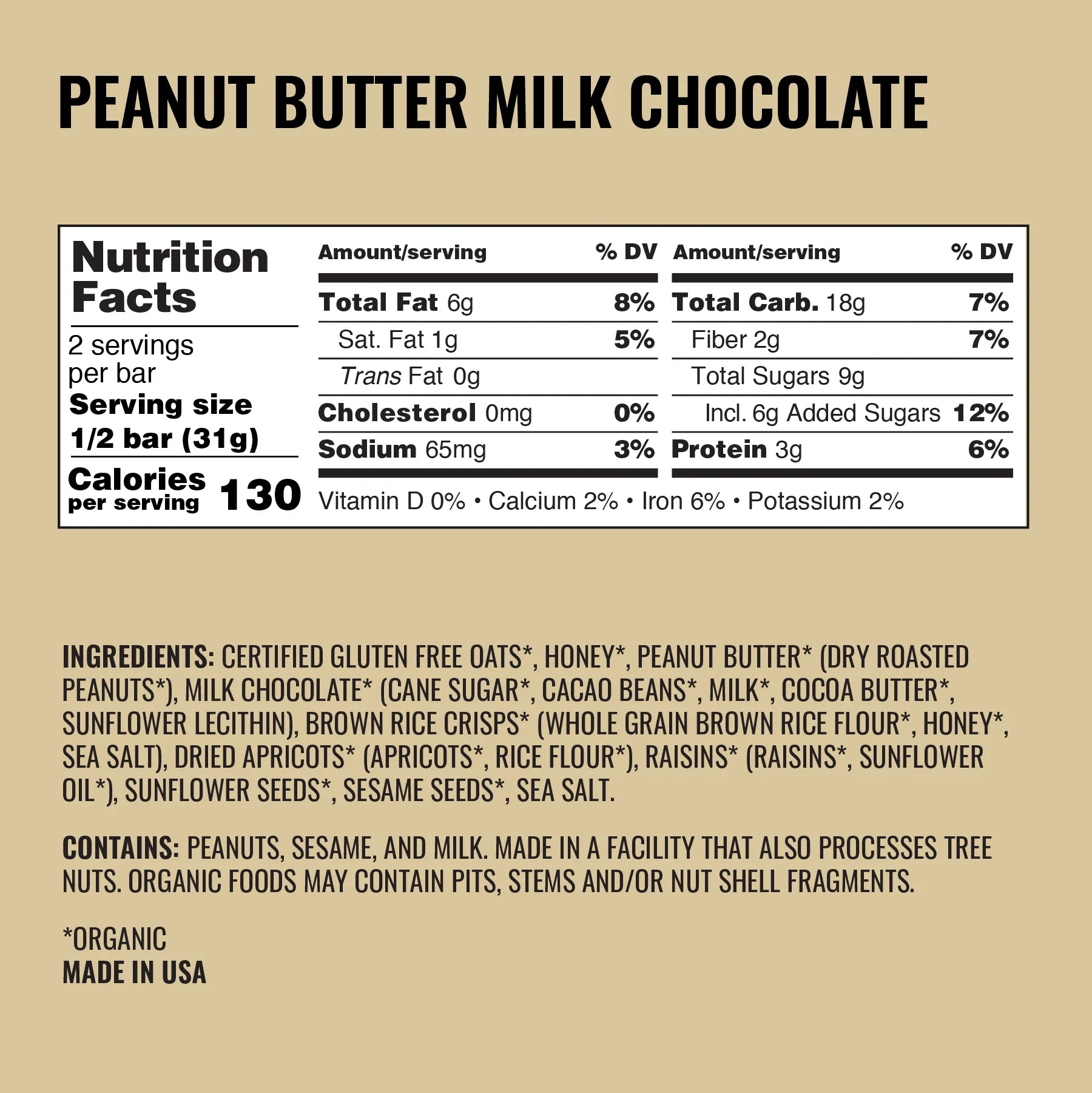 Kate's Real Food Creamy Milk Chocolate Peanut Butter Bars ( 12 X 2.2 OZ )