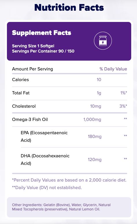Natrol Omega-3 Fish Oil Lemon Softgels - 1,000mg, 150