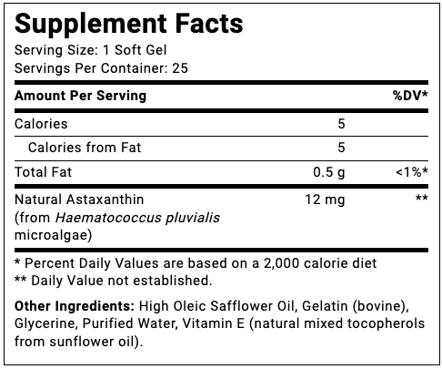 Nutrex BioAstin Hawaiian Astaxanthin 12 mg, 25 ct