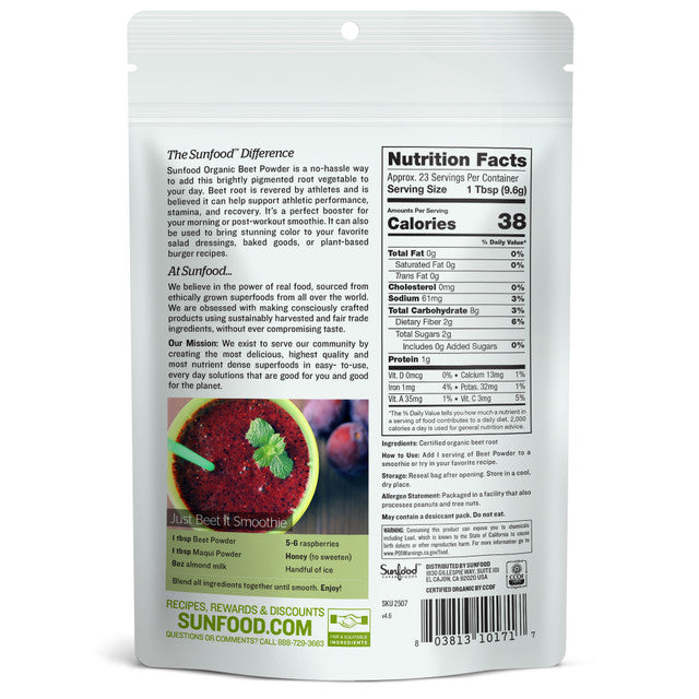 Sunfood Beet Powder 8oz Organic