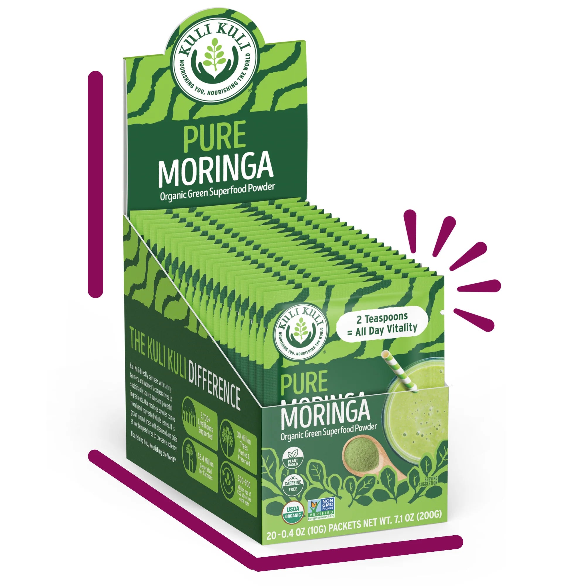 Kuli Kuli Organic Pure Moringa Powder Packets