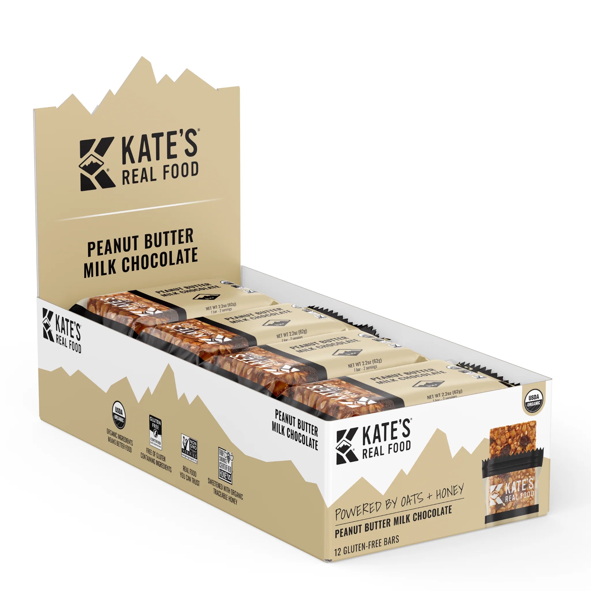 Kate's Real Food Creamy Milk Chocolate Peanut Butter Bars ( 12 X 2.2 OZ )