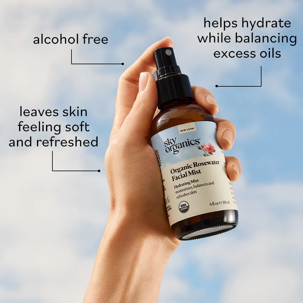 Sky Organics Organic Rosewater Facial Mist 4 OZ