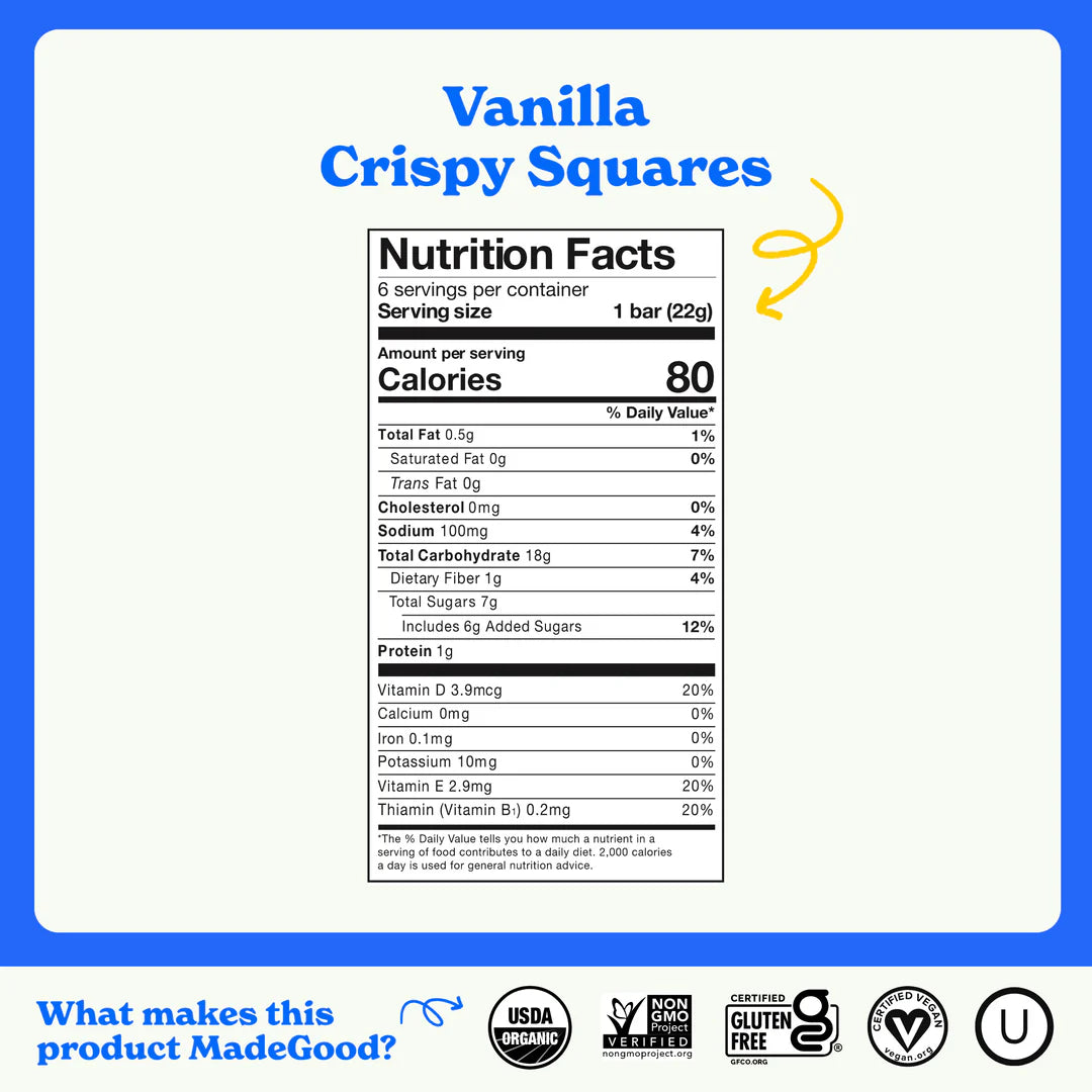 MadeGood Vanilla Crispy Squares