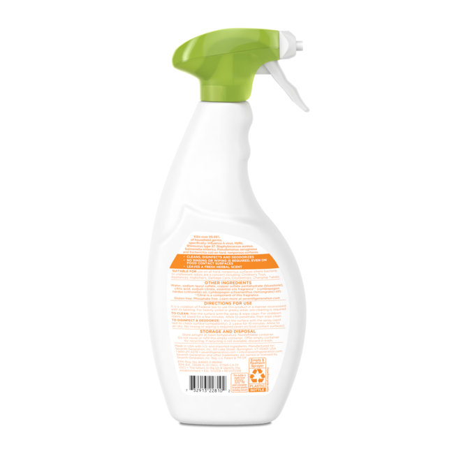 Seventh Generation Disinfecting Bathroom Cleaner - Lemongrass Citrus (8x26Oz)