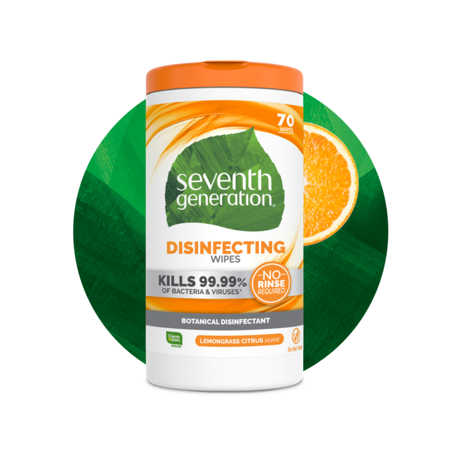 Seventh Generation Disinfecting Wipes - Lemongrass Citrus (6x70 ct)