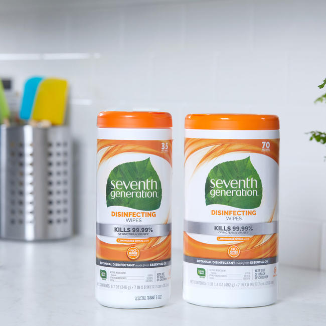 Seventh Generation Disinfecting Wipes - Lemongrass Citrus (6x70 ct)