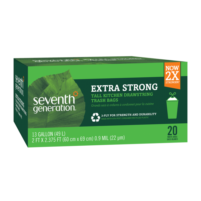 Seventh Generation Extra Strong Tall Kitchen Drawstring Trash Bags - 13 gallon(1x20 CT)