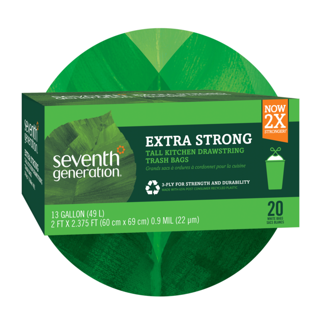 Seventh Generation Extra Strong Tall Kitchen Drawstring Trash Bags - 13 gallon(1x20 CT)