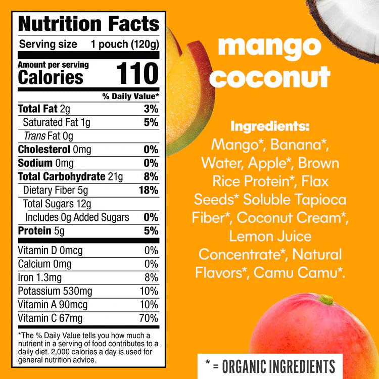 Noka Mango Coconut, Superfood Smoothie + Prebiotic Fiber