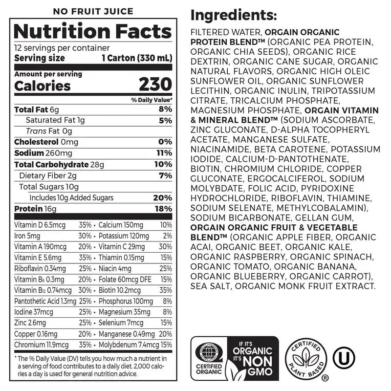 Orgain Sweet Vanilla Bean, Vegan (12X11 OZ)