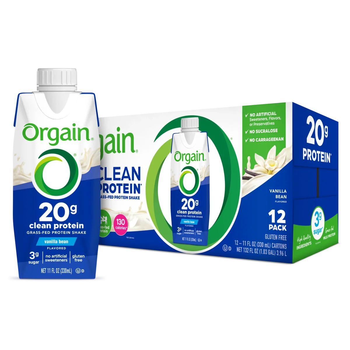 Orgain 20g Clean Protein Shake Vanilla Bean ( 12 X 11 OZ )