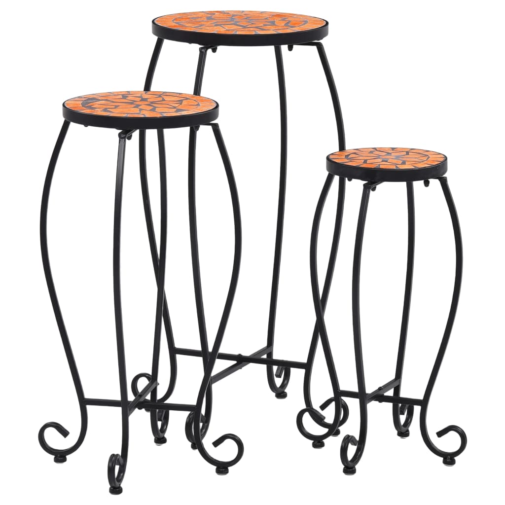 vidaXL 1/3x Mosaic Tables Ceramic End Table Balcony Flower Stand Multi Colors-12