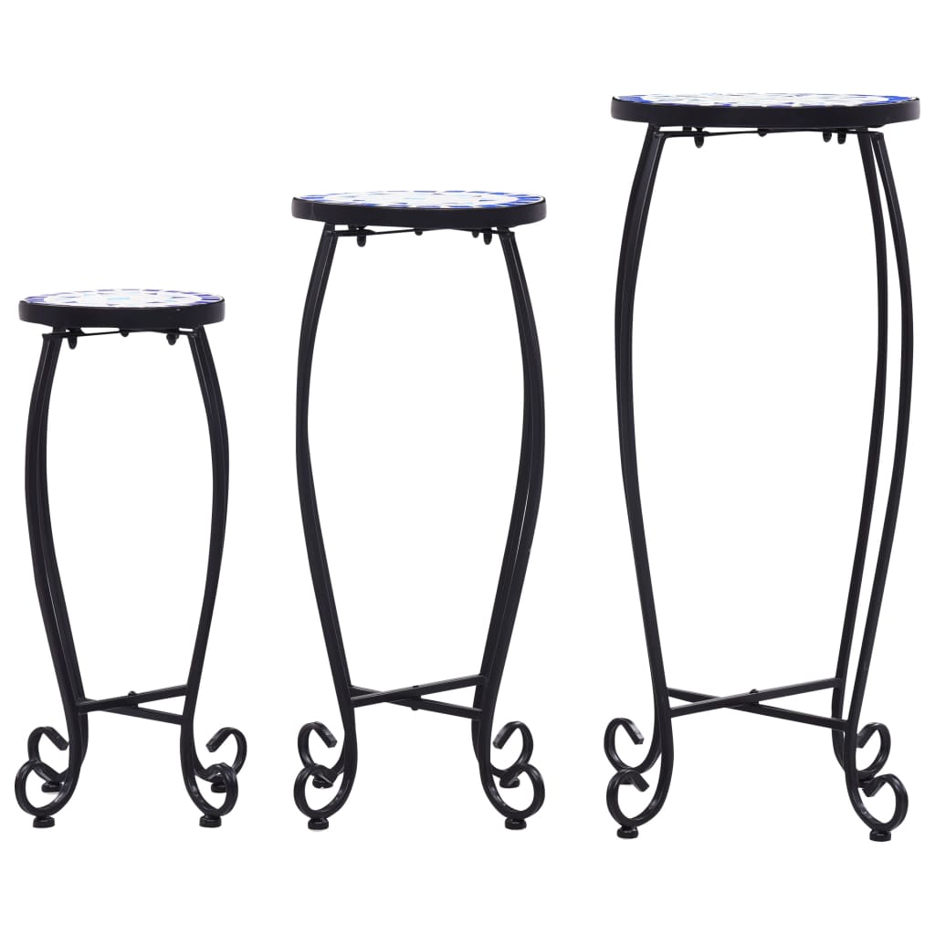 vidaXL 1/3x Mosaic Tables Ceramic End Table Balcony Flower Stand Multi Colors-17