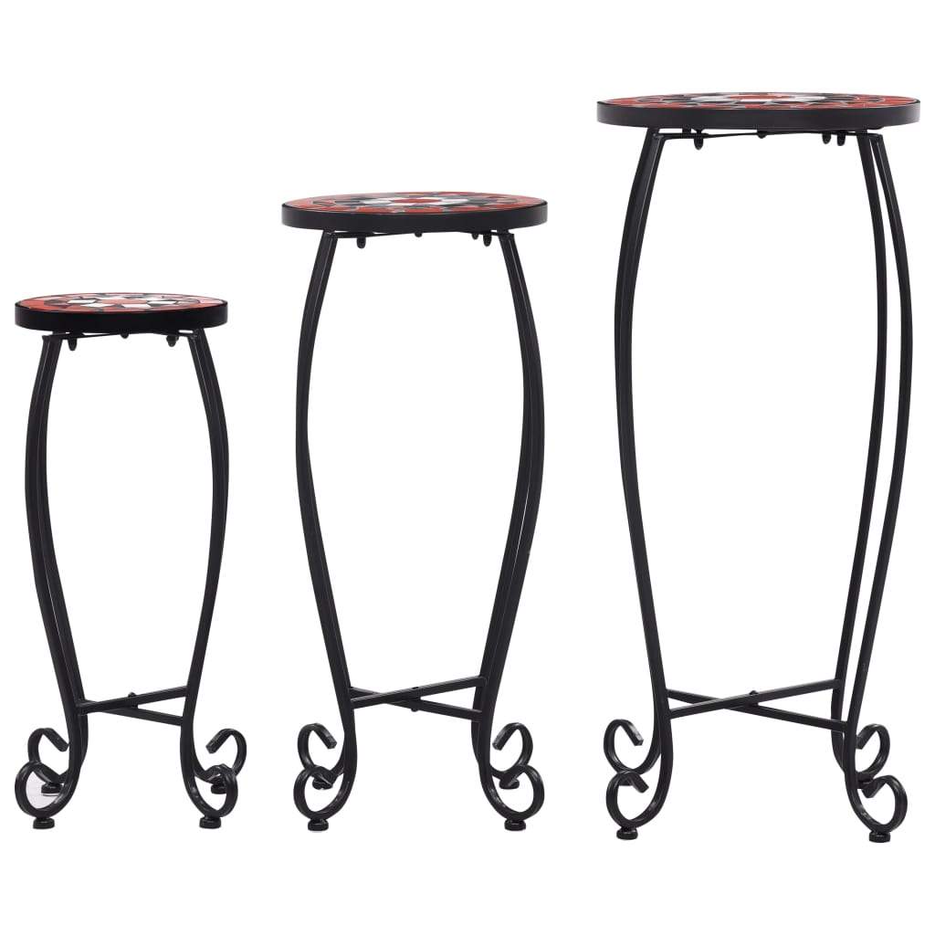 vidaXL 1/3x Mosaic Tables Ceramic End Table Balcony Flower Stand Multi Colors-22