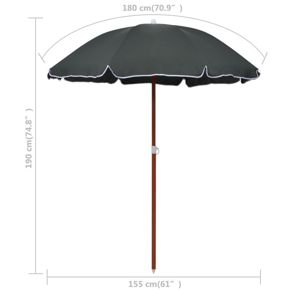 vidaXL Outdoor Umbrella Parasol with Crank Patio Sunshade Sun Shelter Steel-0