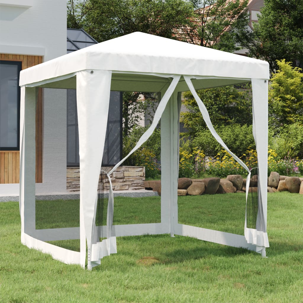 vidaXL Party Tent with 4 Mesh Sidewalls White Pavilion Marquee Multi Sizes-72