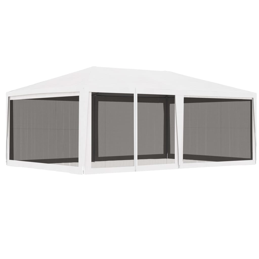 vidaXL Party Tent with 4 Mesh Sidewalls White Pavilion Marquee Multi Sizes-44