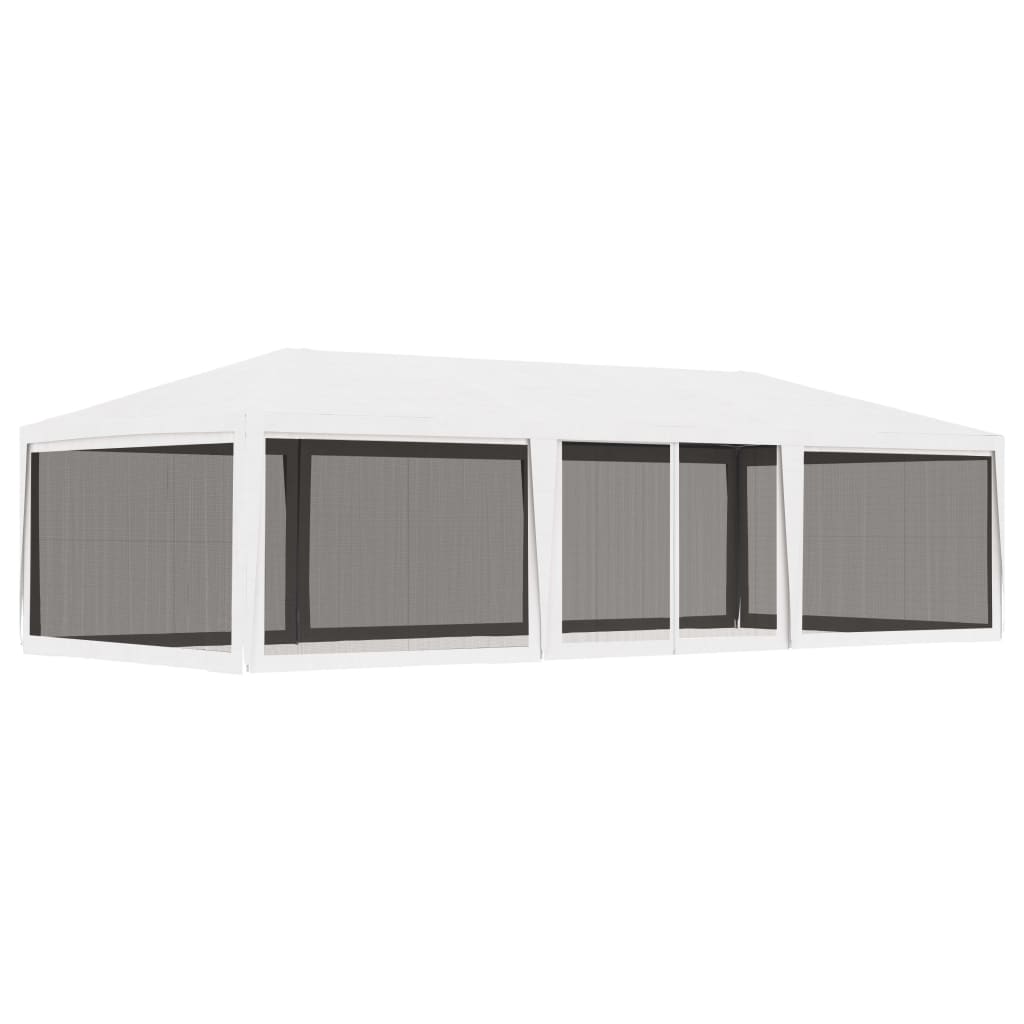 vidaXL Party Tent with 4 Mesh Sidewalls White Pavilion Marquee Multi Sizes-46