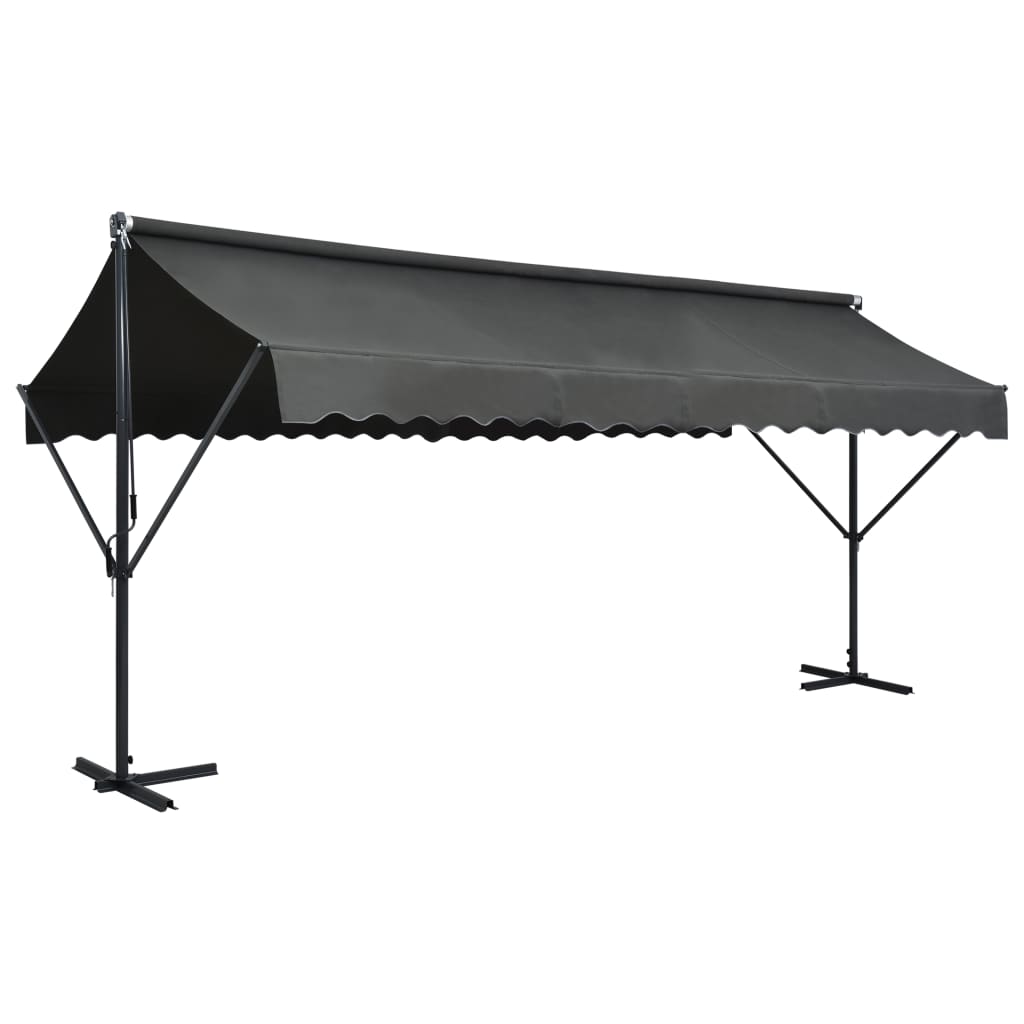 vidaXL Free Standing Awning Outdoor Umbrella Anthracite/Cream Multi Sizes-15
