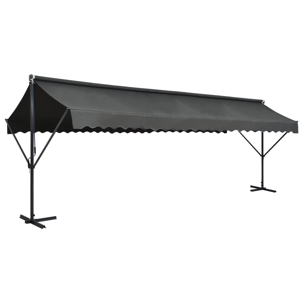 vidaXL Free Standing Awning Outdoor Umbrella Anthracite/Cream Multi Sizes-18
