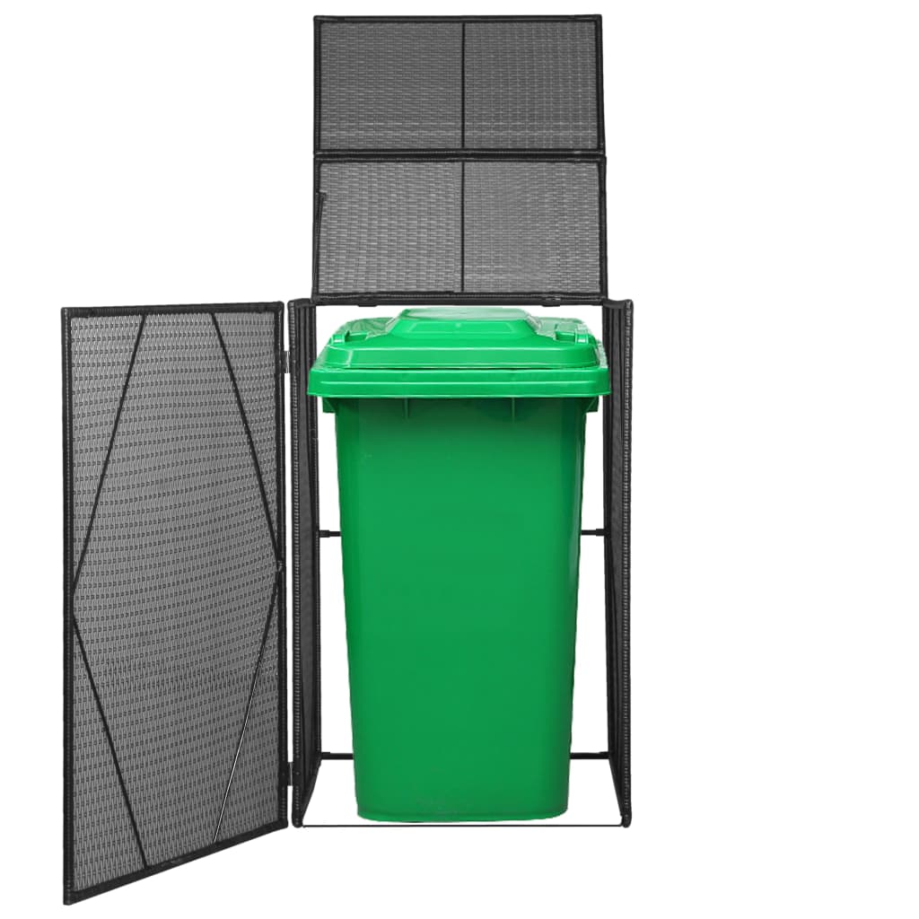 vidaXL Garbage Can Storage Trash Can Enclosure Wheelie Bin Shed Poly Rattan-35