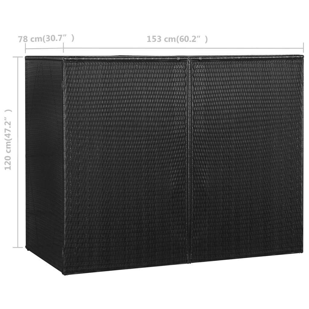 vidaXL Garbage Can Storage Trash Can Enclosure Wheelie Bin Shed Poly Rattan-47