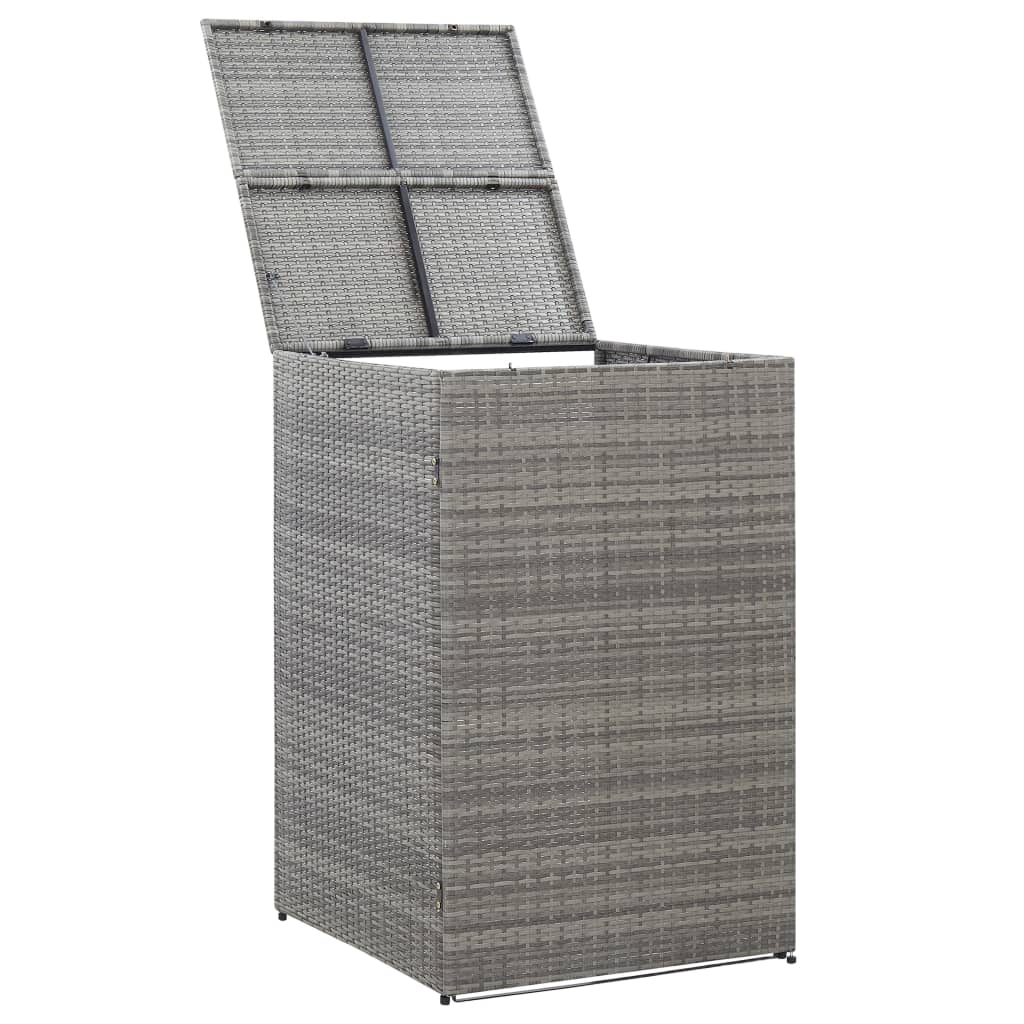 vidaXL Garbage Can Storage Trash Can Enclosure Wheelie Bin Shed Poly Rattan-3