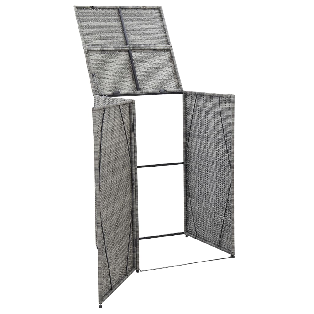 vidaXL Garbage Can Storage Trash Can Enclosure Wheelie Bin Shed Poly Rattan-4