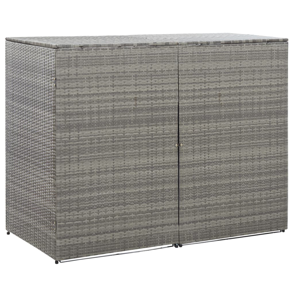 vidaXL Garbage Can Storage Trash Can Enclosure Wheelie Bin Shed Poly Rattan-20