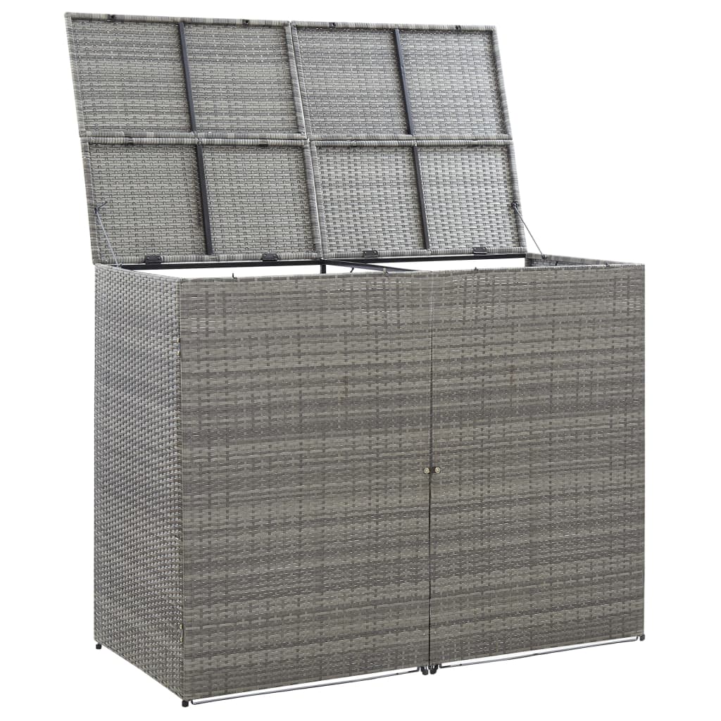 vidaXL Garbage Can Storage Trash Can Enclosure Wheelie Bin Shed Poly Rattan-37