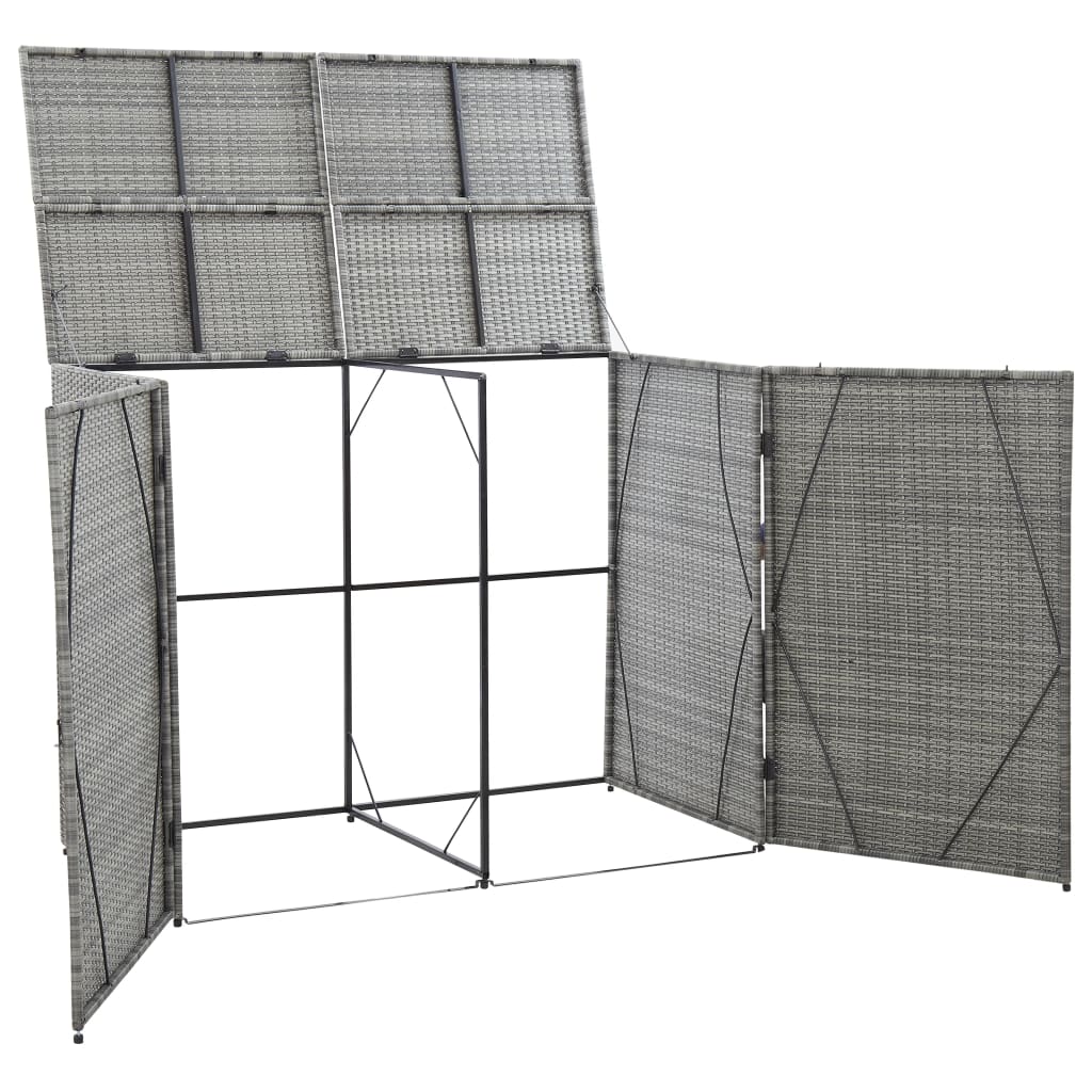 vidaXL Garbage Can Storage Trash Can Enclosure Wheelie Bin Shed Poly Rattan-39
