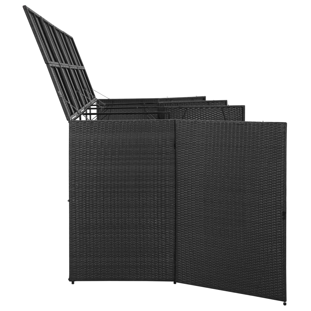vidaXL Garbage Can Storage Trash Can Enclosure Wheelie Bin Shed Poly Rattan-18