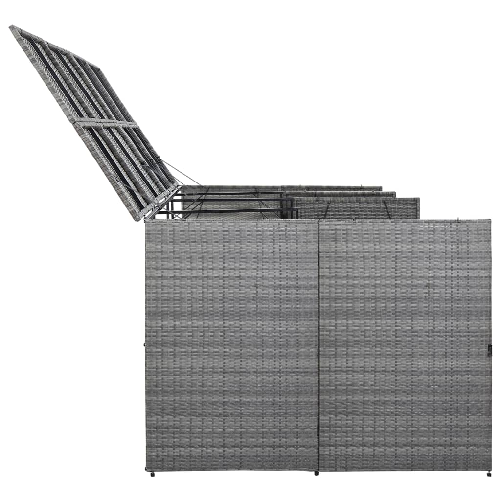 vidaXL Garbage Can Storage Trash Can Enclosure Wheelie Bin Shed Poly Rattan-46