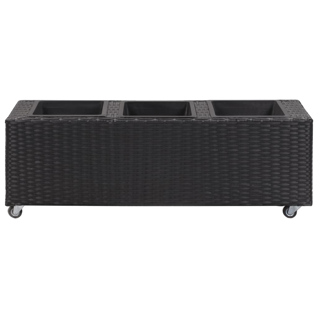 vidaXL Planter with Wheels Flower Box with Removable Inner Pots Poly Rattan-5