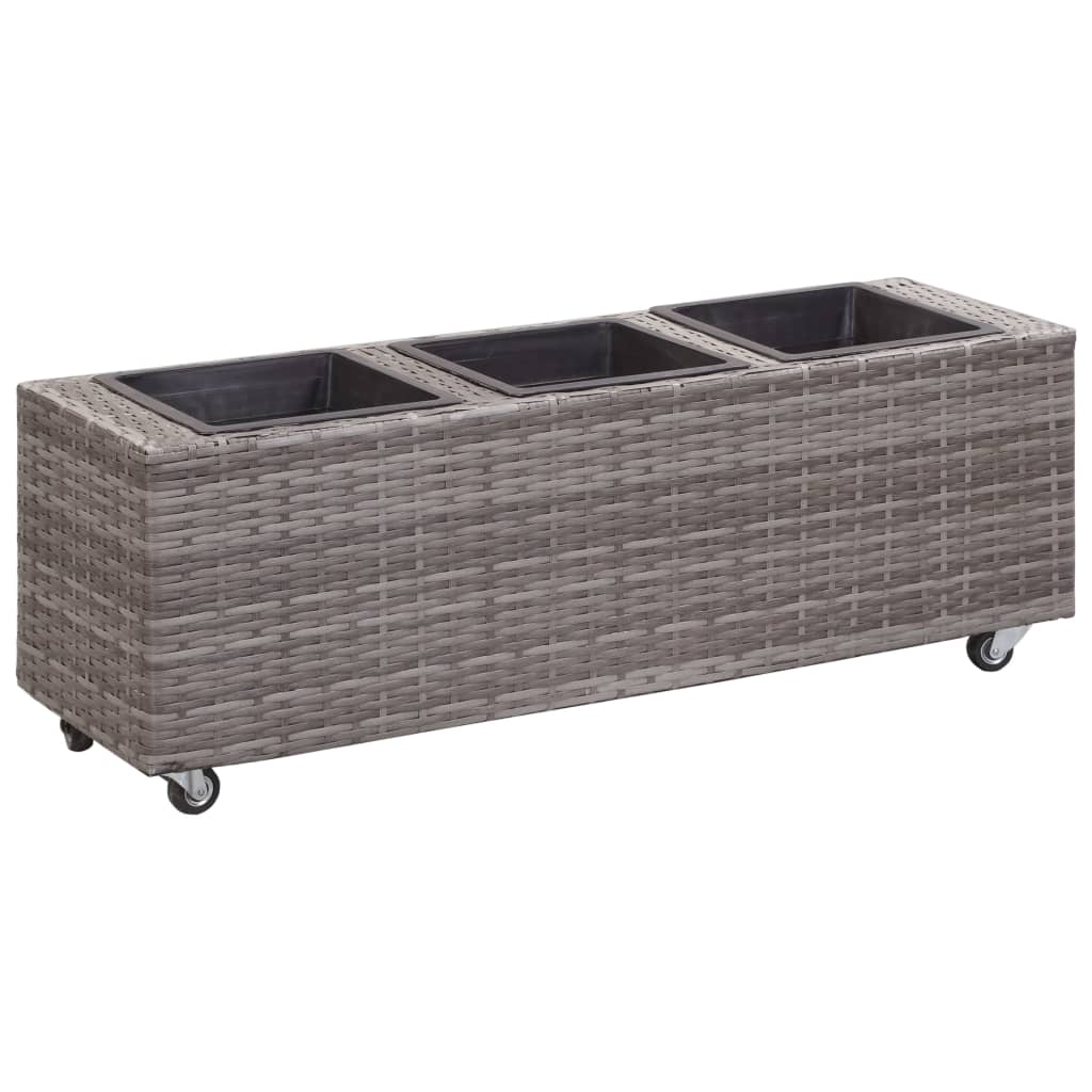vidaXL Planter with Wheels Flower Box with Removable Inner Pots Poly Rattan-4