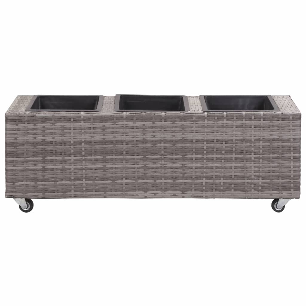 vidaXL Planter with Wheels Flower Box with Removable Inner Pots Poly Rattan-8