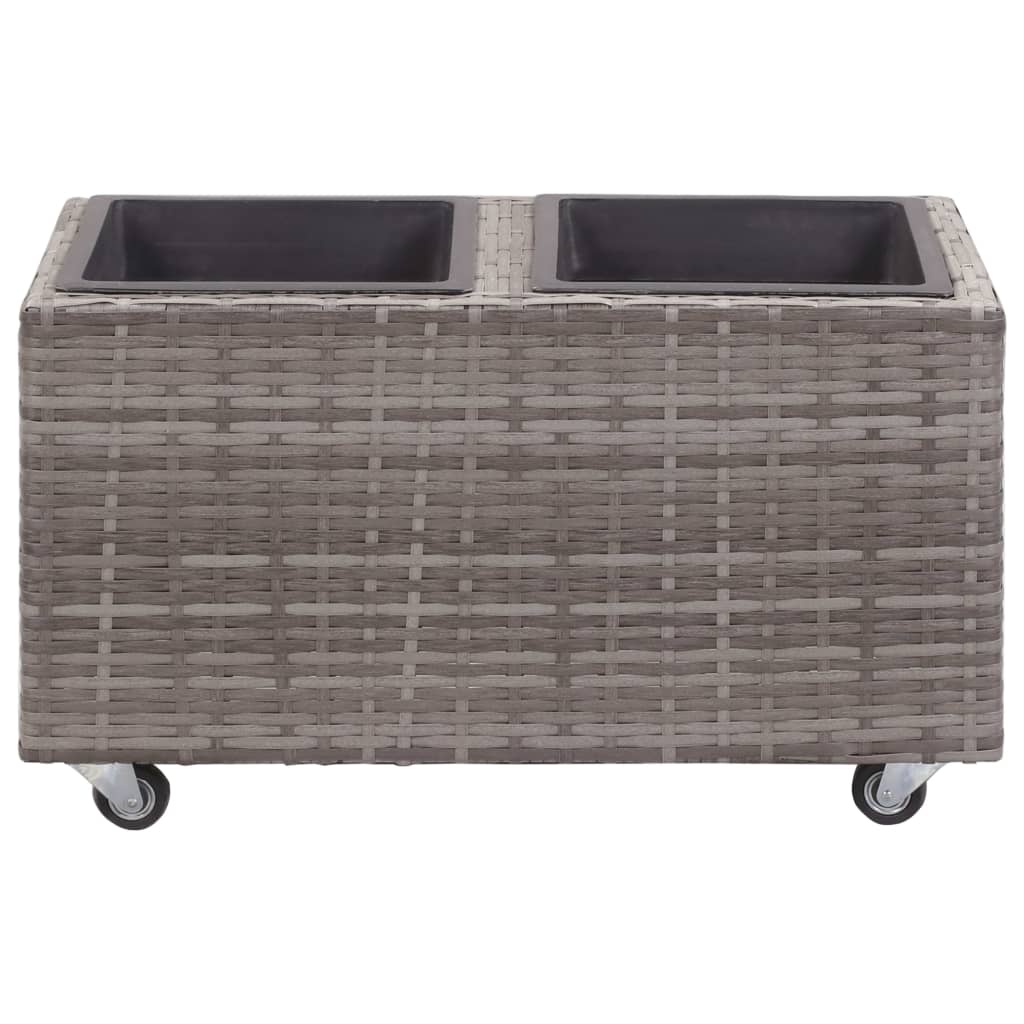 vidaXL Planter with Wheels Flower Box with Removable Inner Pots Poly Rattan-9
