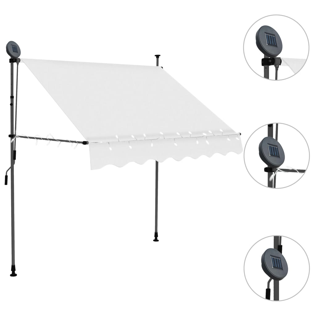 vidaXL Manual Retractable Awning with LED Awning Multi Sizes Anthracite/Cream-17