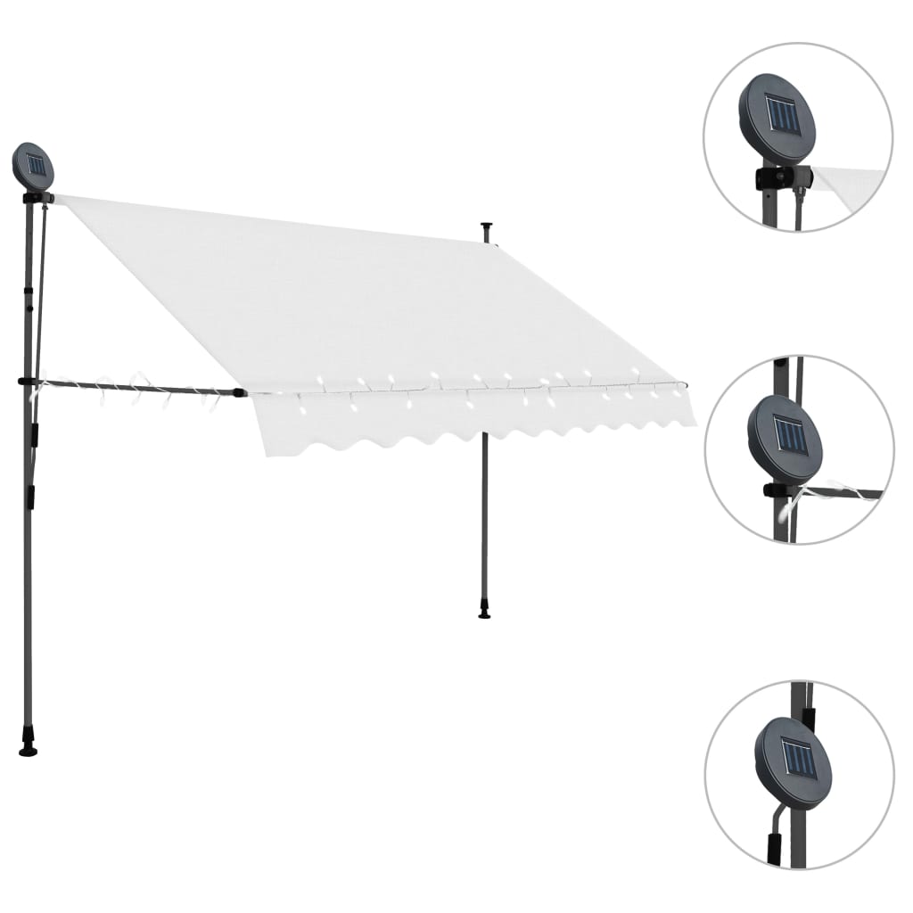 vidaXL Manual Retractable Awning with LED Awning Multi Sizes Anthracite/Cream-20